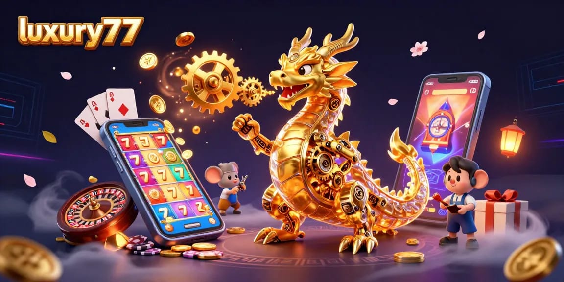 Engage with luxury777 casino slots featuring a golden dragon and vibrant gaming elements.