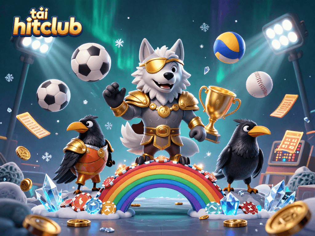 Experience exciting gameplay with tải hitclub through vibrant casino-themed 3D illustration featuring Odin and mythical elements.