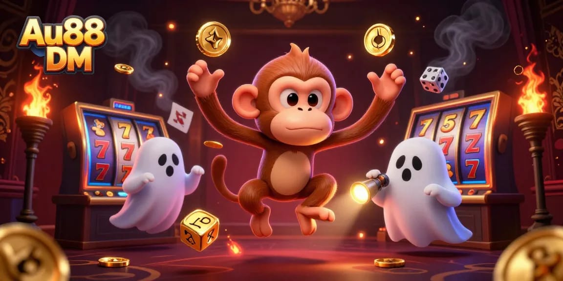 Engage with the thrill of winning at Au88 DM while a playful spirit juggles casino golds.