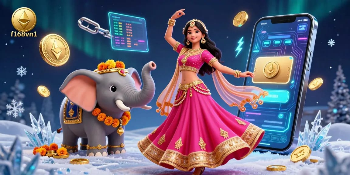 Interact and win at f168vn1 with a captivating casino scene featuring vibrant gambling elements.