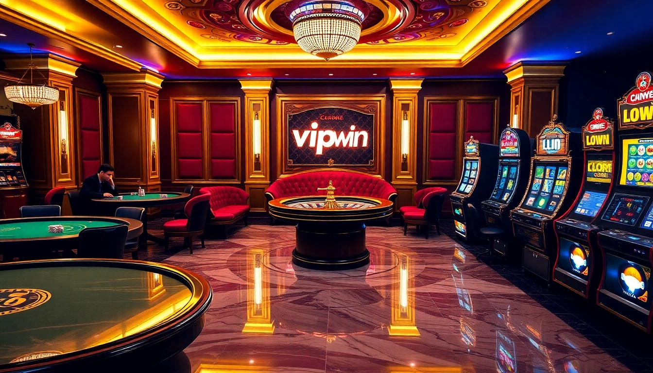 Experience the thrill of vipwin at a luxury casino, featuring roulette and poker games.
