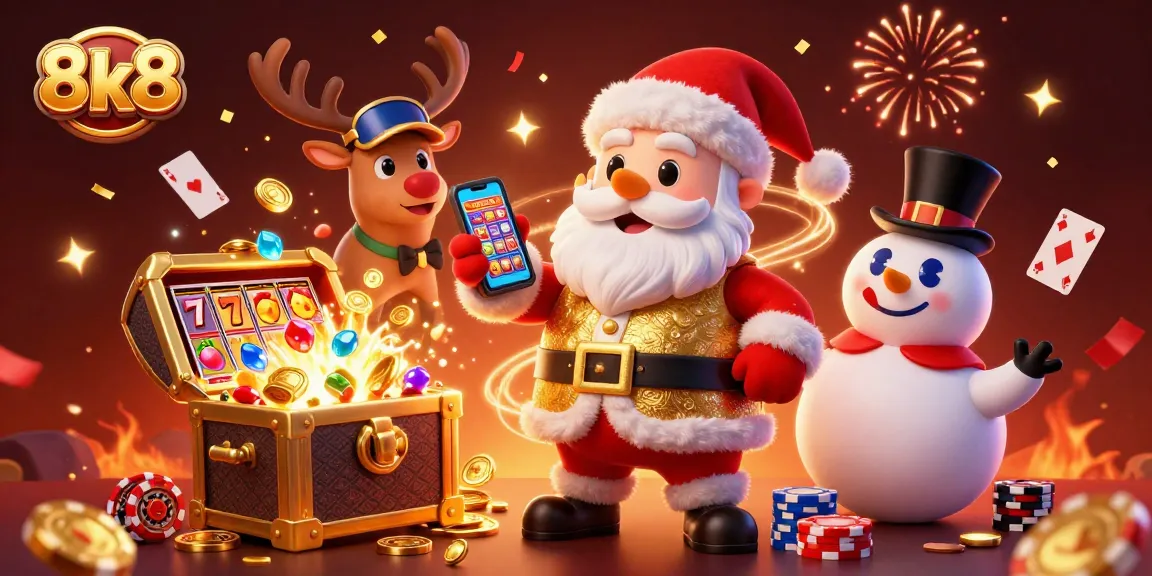 Experience the excitement of 8k8 casino with lively characters, jewels, and vibrant gaming elements.