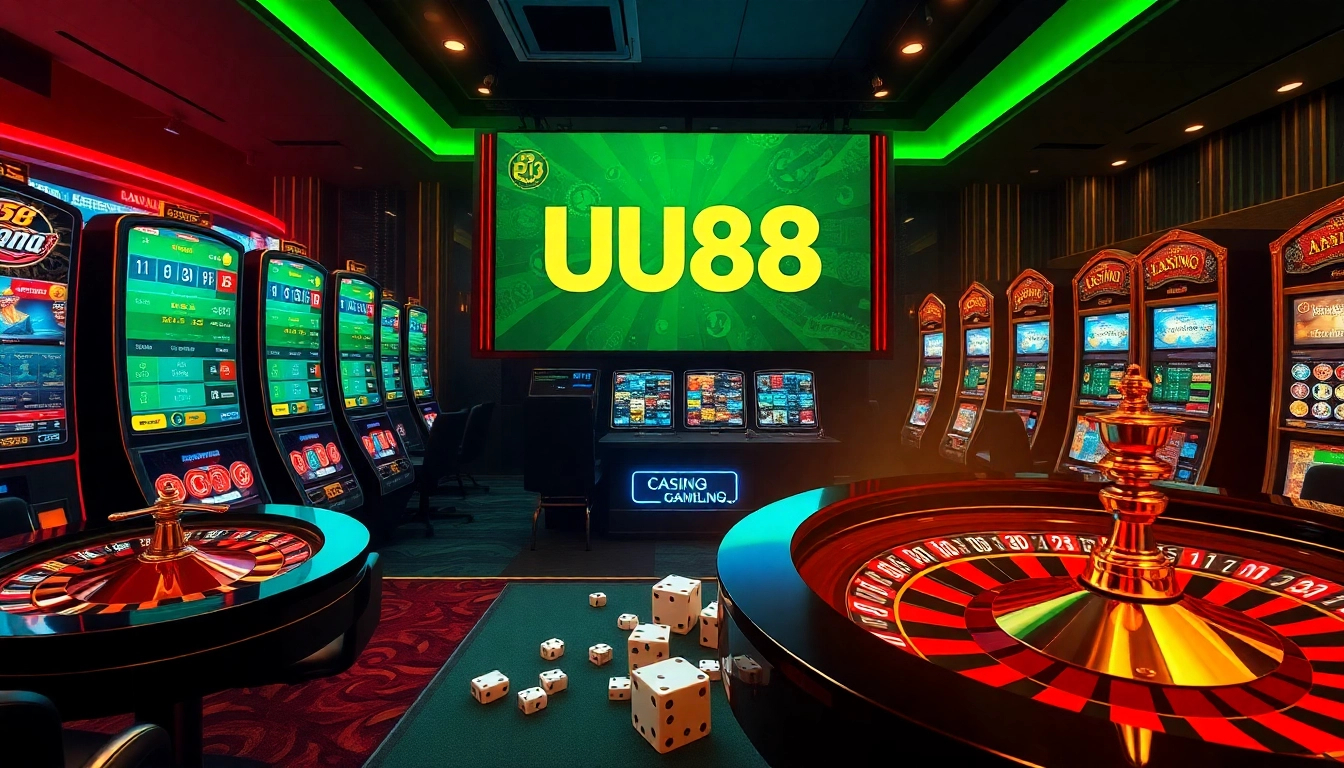 Experience the excitement of UU88 with vibrant casino tables and engaging online betting visuals.