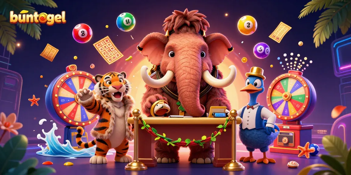 Buntogel brings to life a vibrant casino scene with a bouncer, VIP guest, and doorman welcoming players to a lottery adventure.