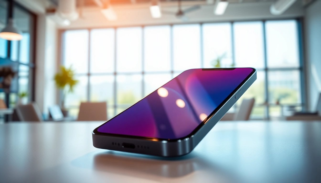 El iPhone 15 Plus en un escritorio moderno, resaltando su elegante diseño y pantalla vibrante.