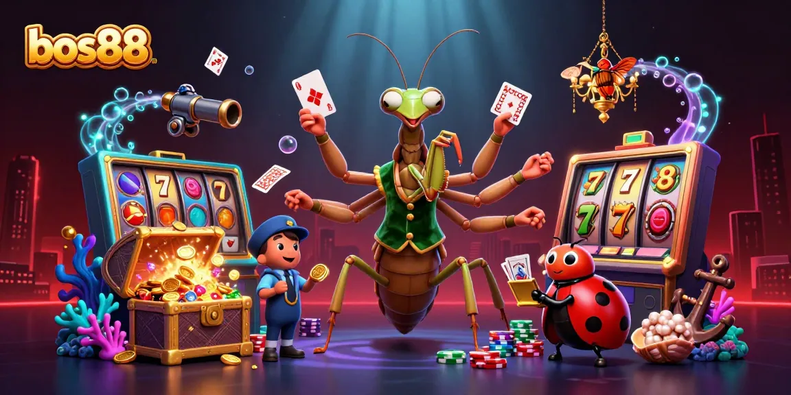 Experience thrilling slots at bos88 with a giant praying mantis card sharp and interactive game elements.