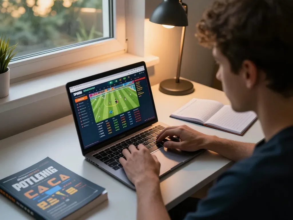 Betting on sports at OPEN88 with focused player reviewing strategies and odds.