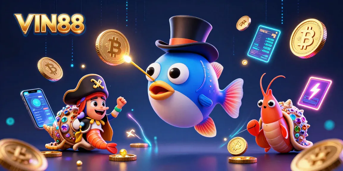 Engage with VIN88's thrilling deep-sea adventure featuring unique characters and vibrant casino elements.