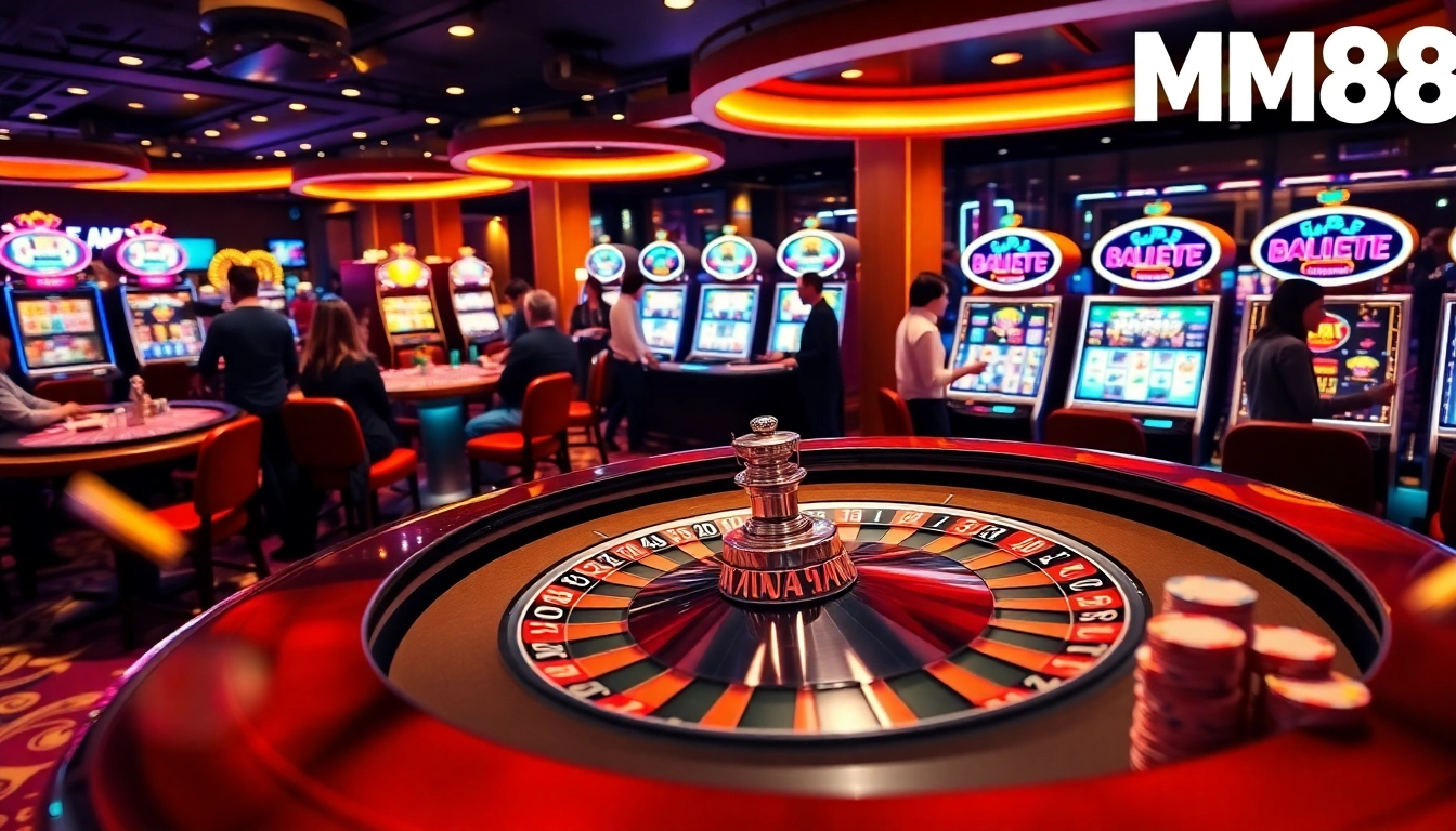 Players enjoying various games at MM88 casino, showcasing excitement and professionalism.