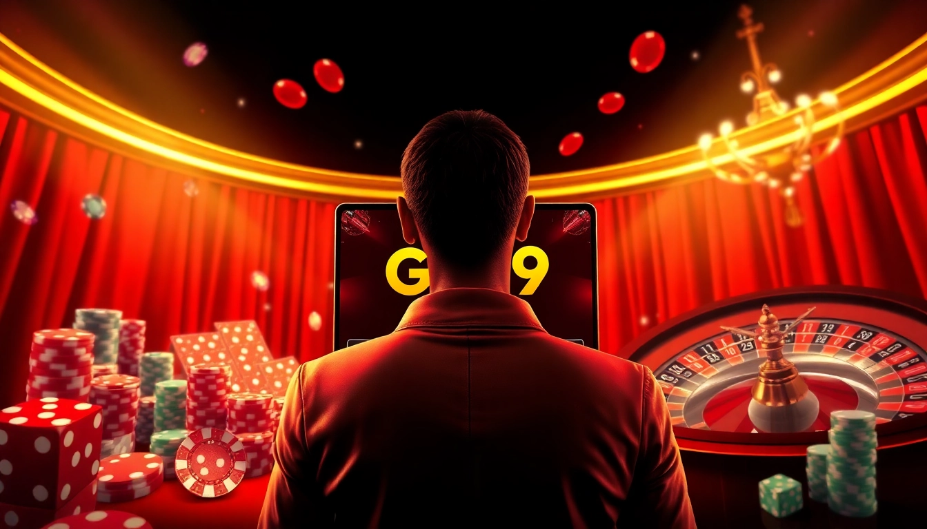 Place bets confidently at go99's dynamic online casino interface surrounded by vibrant gaming elements.