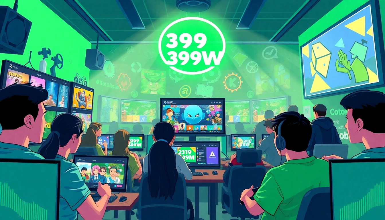 Interactive scene of 399W online gaming platform showcasing vibrant playlists and community engagement.