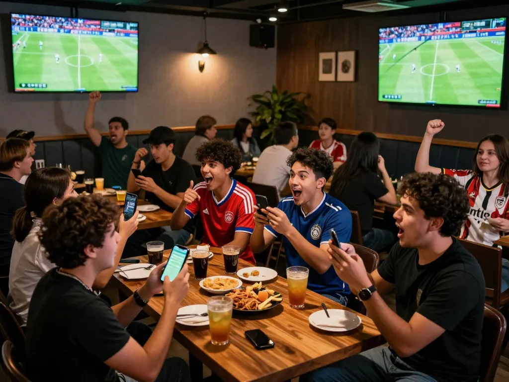 Fans engaging in sports betting while watching a live match, keo nha cai featured for better odds.