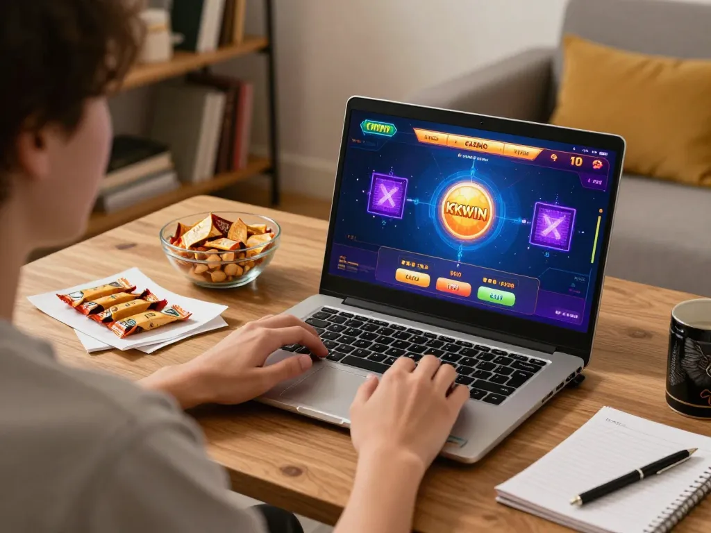 Engaging gameplay experience at KKWIN CASINO with a player betting online from a cozy home setup.