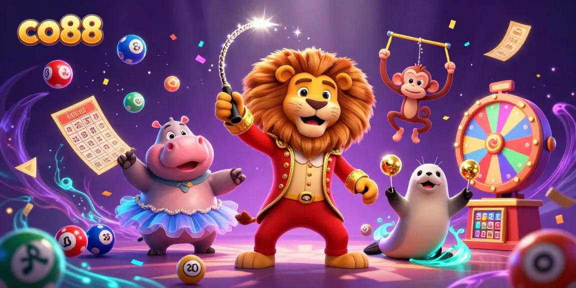 Engage with the vibrant world of co88 as the circus lion rules the casino arena.