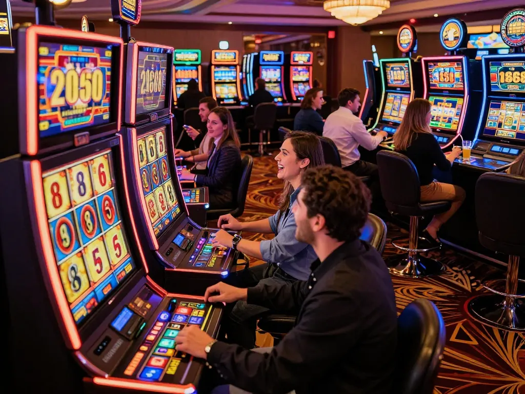 Players experiencing the excitement of Lucky 88 slot machines in a vibrant casino atmosphere.