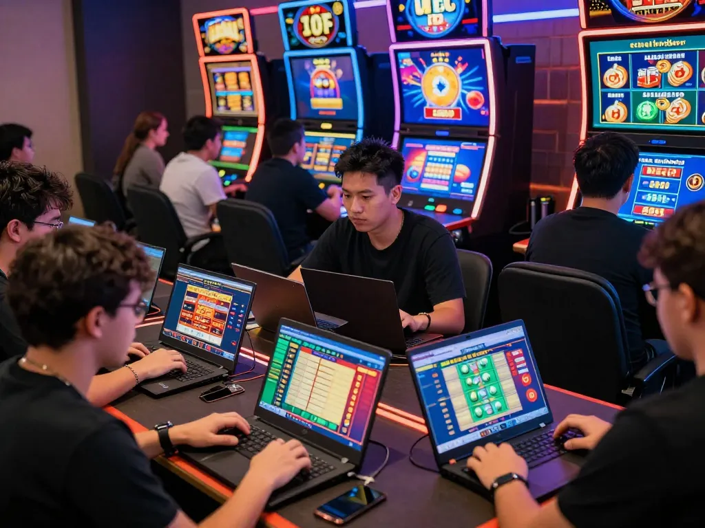 Players engaging in đánh lô đề online with vibrant betting interfaces and excitement in a digital gaming hub.