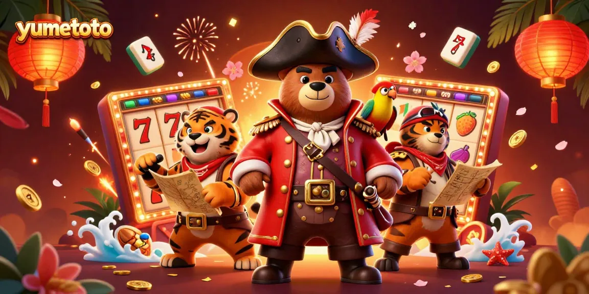 Experience the thrill of Yumetoto with a 3D illustration that captures festive excitement and vibrant casino gaming elements.