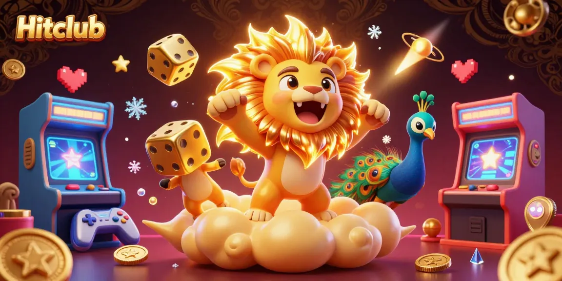 Hitclub players engage in thrilling gameplay with vibrant arcade elements and golden casino aesthetics.