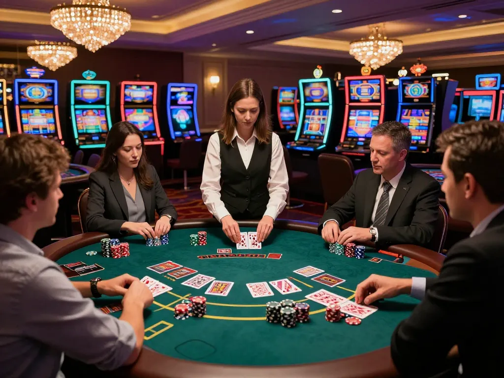 Experience thrilling blackjack gameplay at S666HN casino with excited players and professional dealers