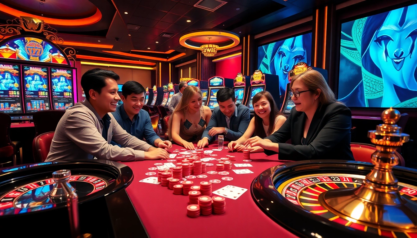 Action-packed gaming experience with 23win's vibrant casino tables and slot machines.