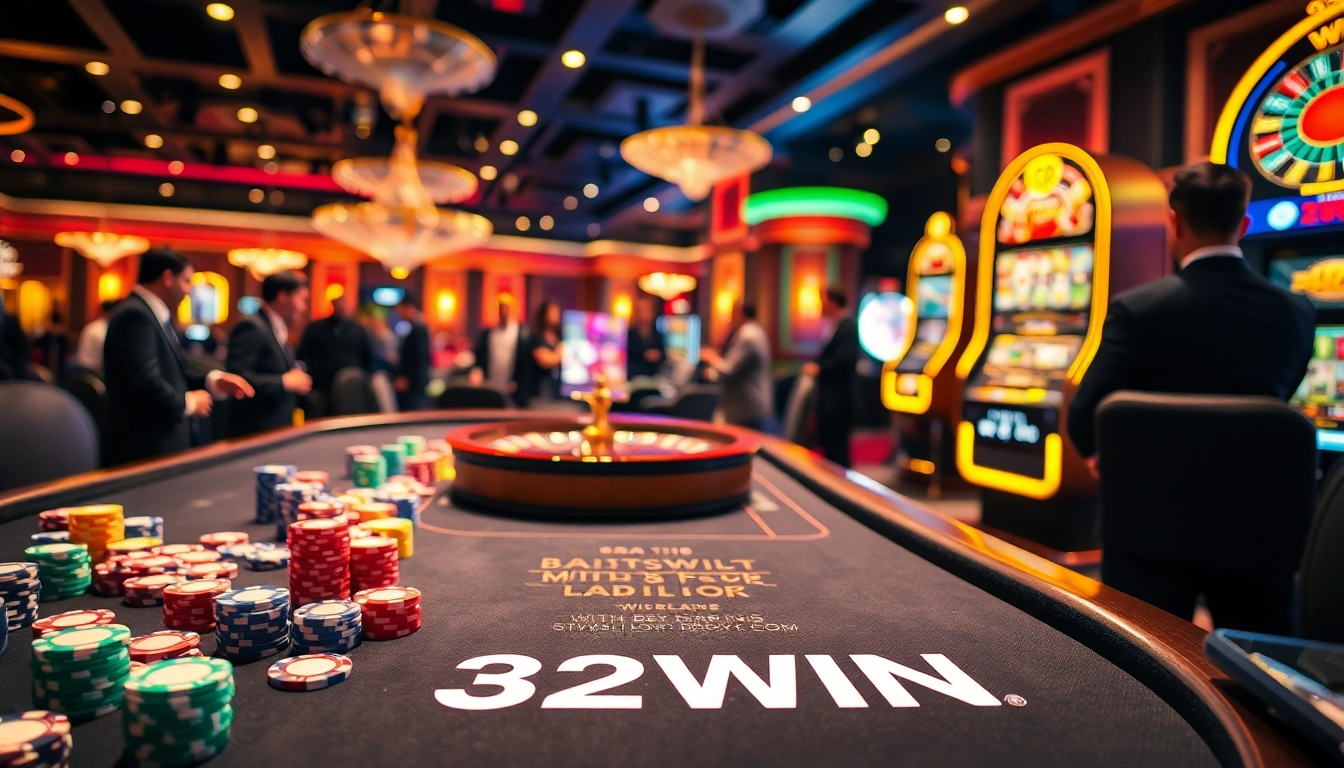 Experience the excitement of 32WIN as players engage in thrilling casino games with vibrant visuals.