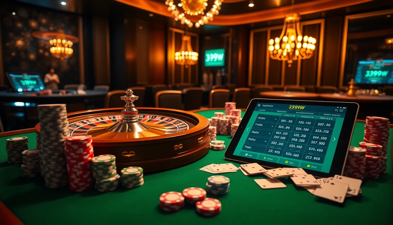 Experience the excitement of betting with 399W in a luxurious casino scene.