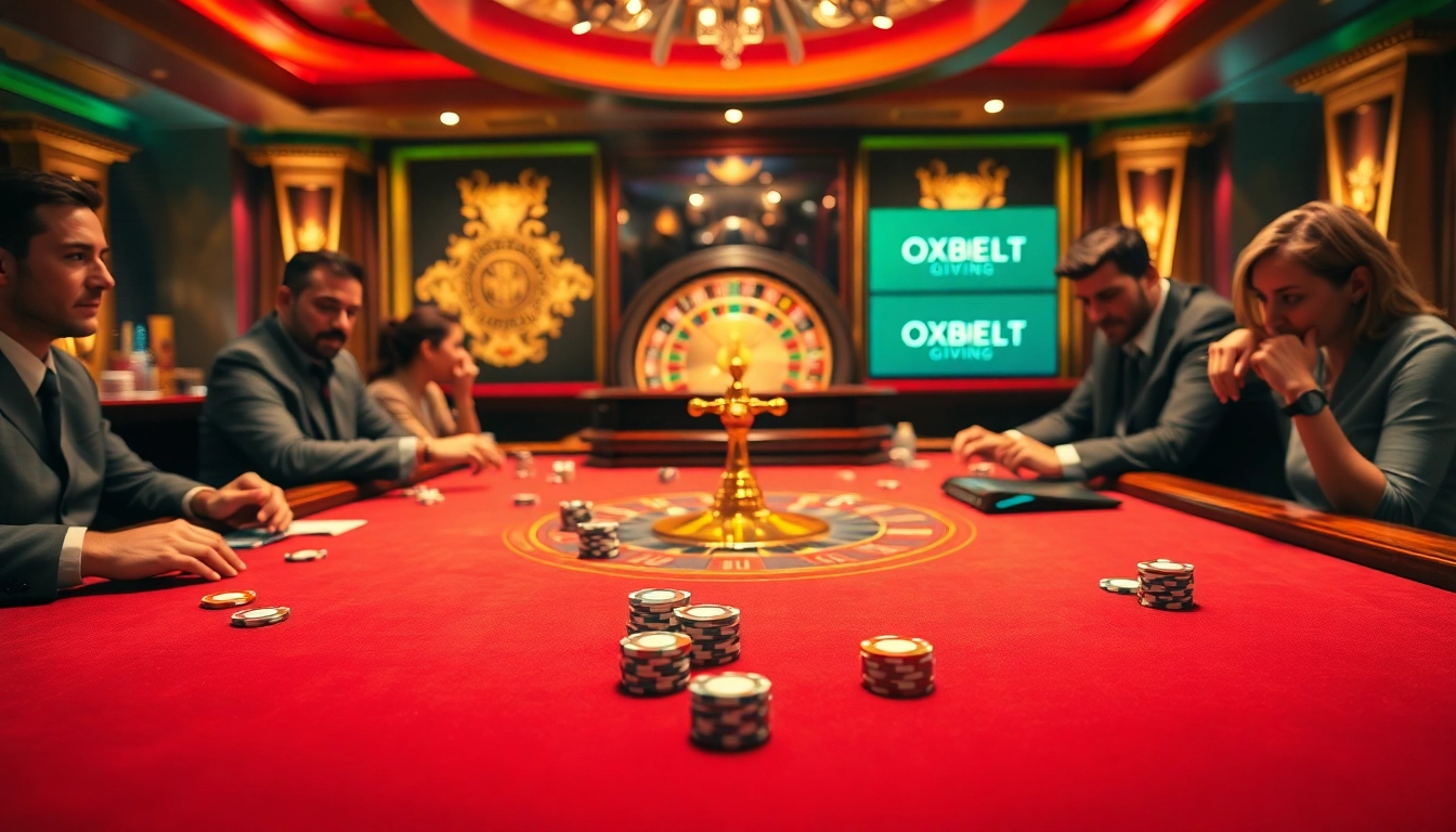 Experience the thrill of winning at OXBET.GIVING in a lavish casino setting.