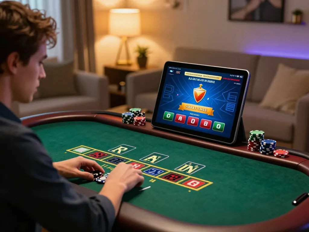 VU88 player enjoying live dealer blackjack at home with focused attention on the game action.