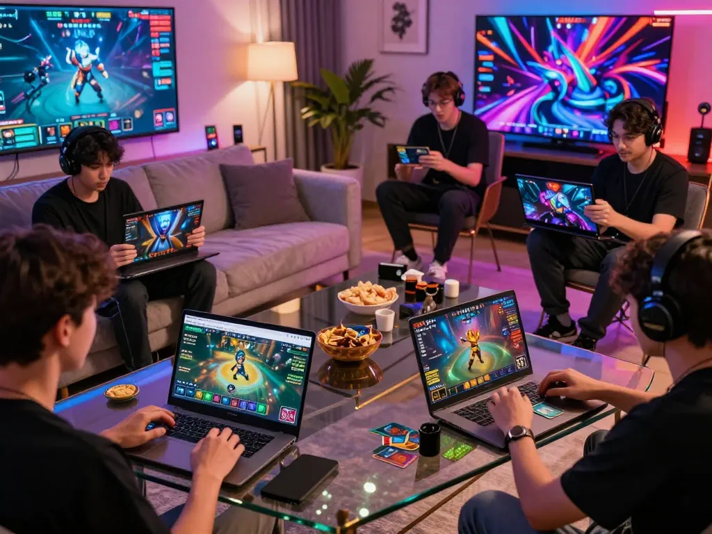 Engaged players enjoying the rik vip online gaming experience in a vibrant living room.