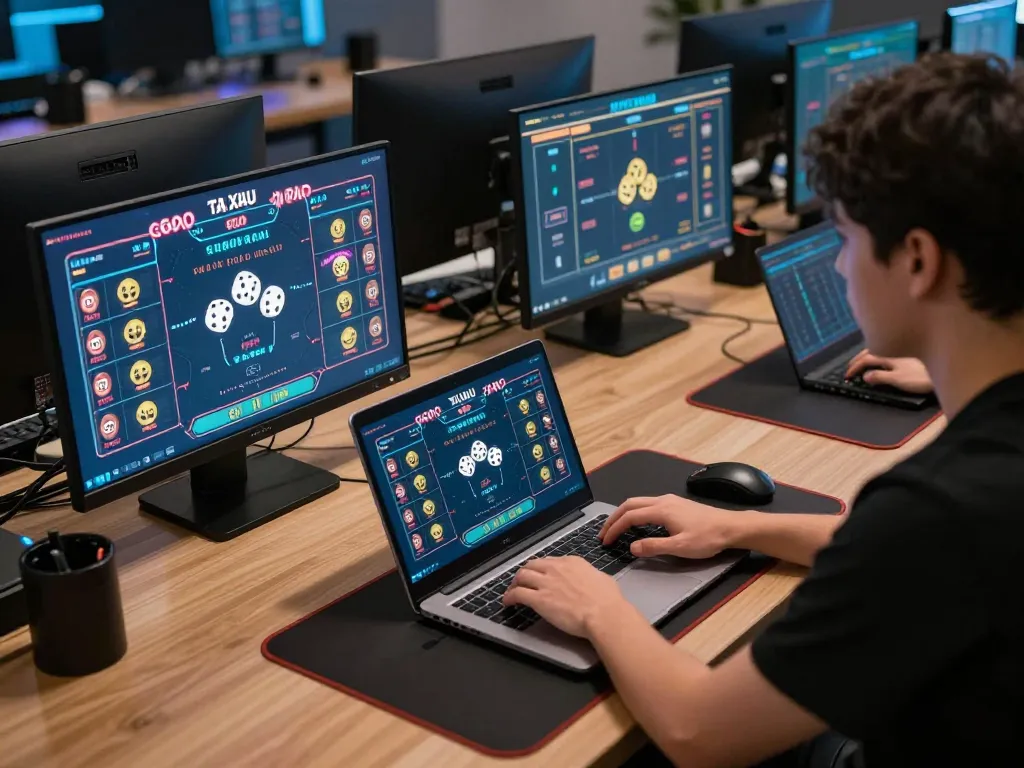 Engaged player strategizing Tai Xiu online, showcasing an immersive online gaming experience.