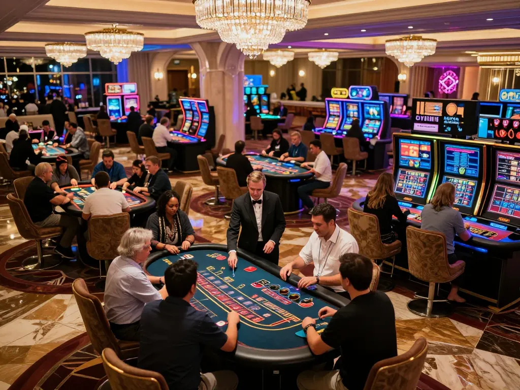 Players engaged in thrilling gameplay at DA88 casino tables, showcasing vibrant energy and excitement.