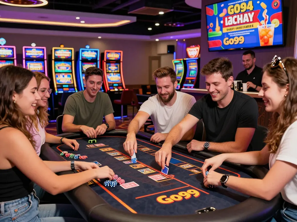 Exciting Go99 gaming experience at a casino table with friends.