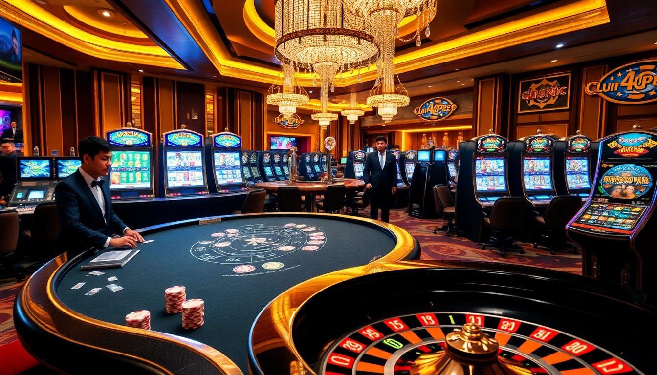 Experience the luxurious gaming environment at ONE88 with engaging tables and exciting slot machines.