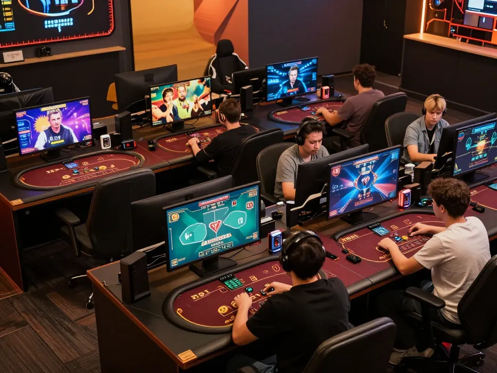 Engaged players using 98win online casino for strategic poker and blackjack gameplay.