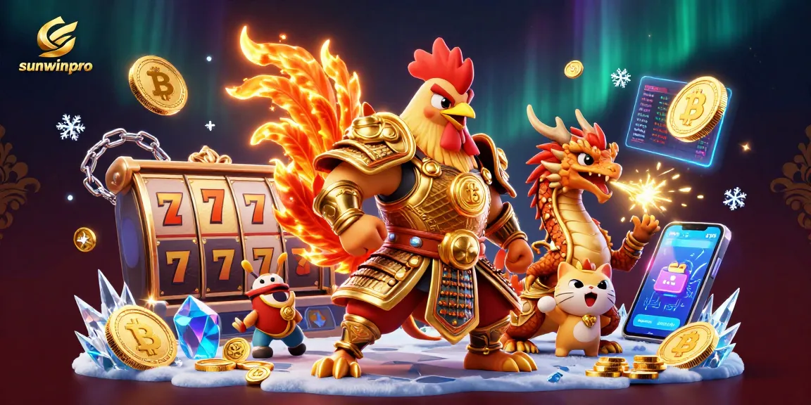 Engage with sunwinpro through an exciting gaming scene featuring vibrant characters and slot elements.
