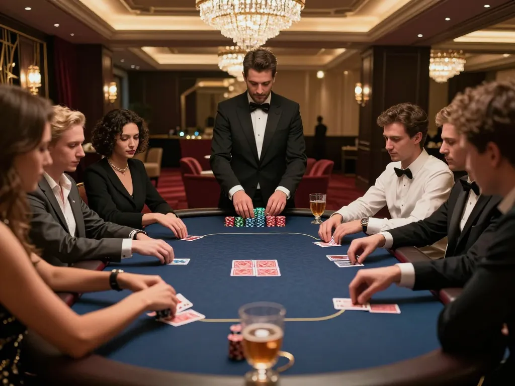 Engaging players at HITCLUB poker table strategizing over high-stakes game.