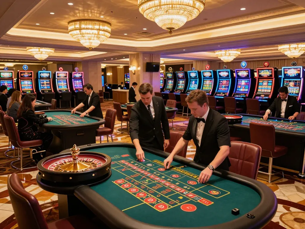 Exciting gameplay at 79king-vn casino, showcasing players placing bets at roulette tables.