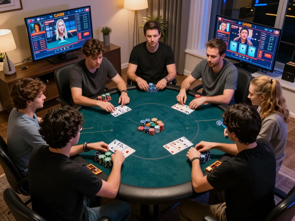 GA88 users engaging in an online poker game with chips and cards visible, showcasing strategic gameplay.