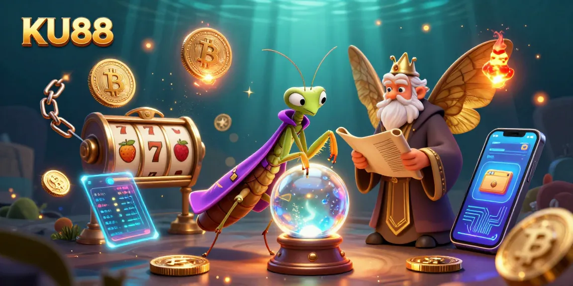 Bet and win at KU88 Casino with mystical characters offering fortune-telling insights alongside crypto elements.