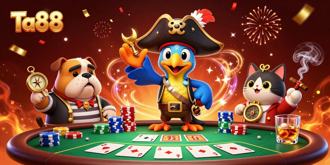 Engage with the thrilling Ta88 poker scene featuring vibrant characters and action.