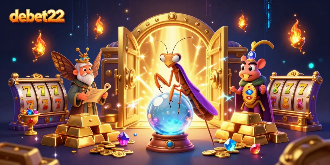 Join the excitement at debet22 with a lively scene featuring 3D characters and dynamic gaming elements.