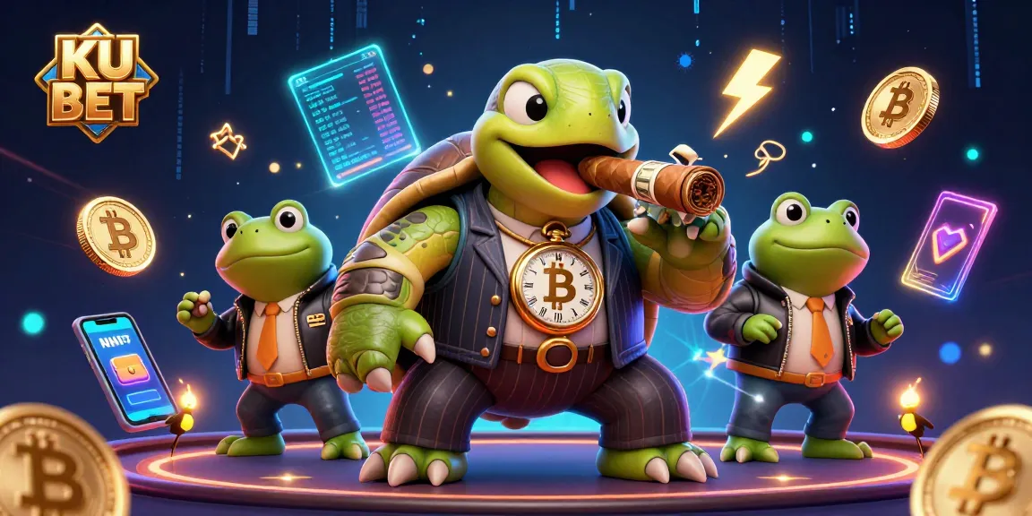 Win big at KU BET’s vibrant casino scene featuring dynamic characters and crypto elements.
