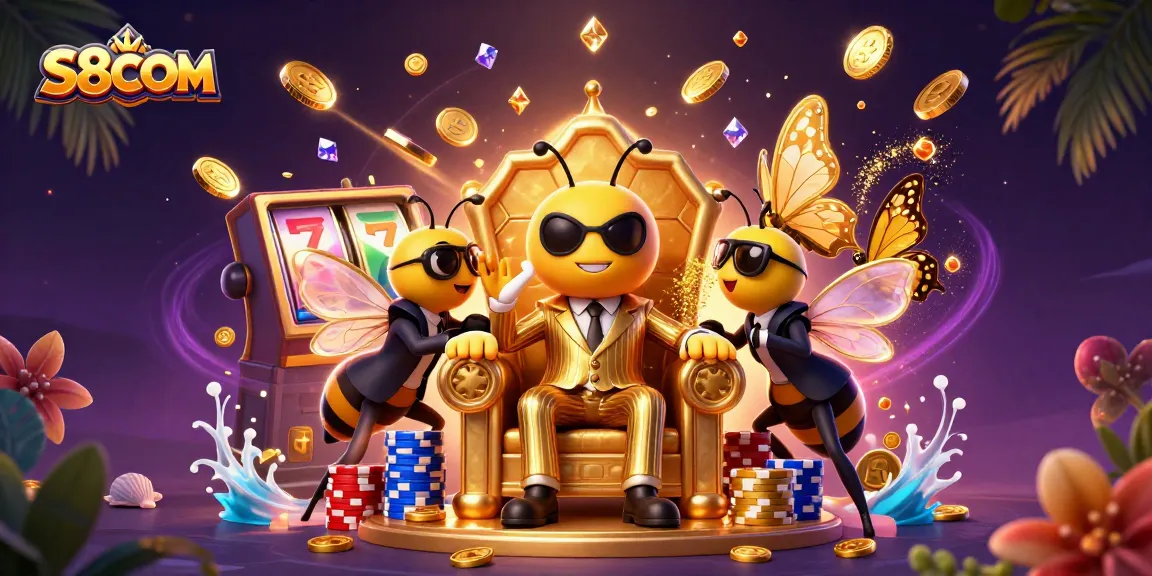 Engage in exciting gameplay at S8COM featuring vibrant slot machines and a dynamic casino scene.