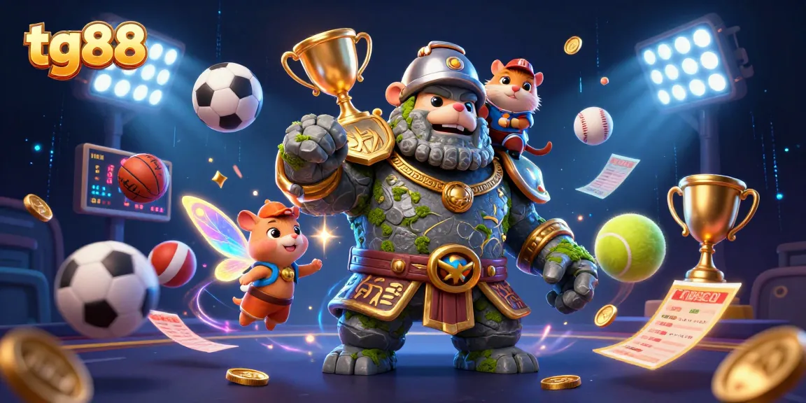 Engage with tg88's dynamic sports betting action in an ultra-detailed 3D casino scene.