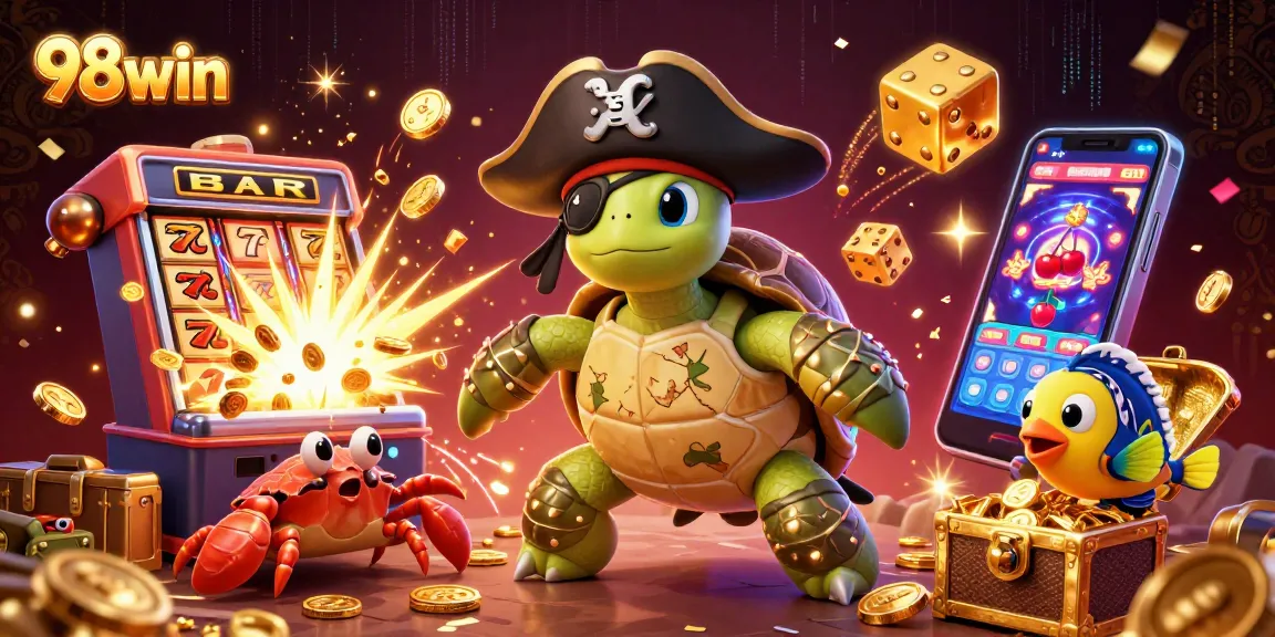 Engage with the dynamic thrill of 98win’s vibrant casino scene featuring colorful characters and exciting game elements.