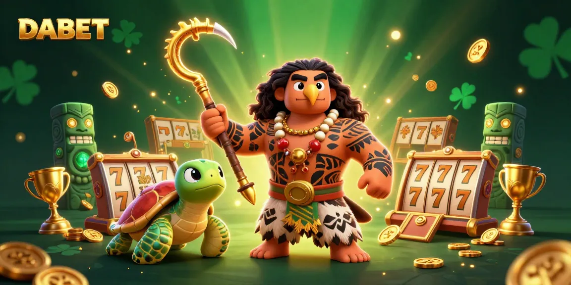 Experience the thrilling slots at DABET with a vibrant 3D illustration featuring dynamic casino elements.