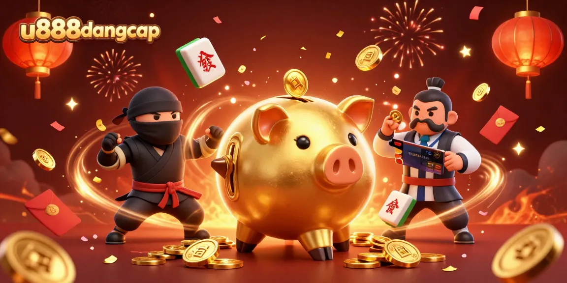 Experience gaming excitement with u888dangcap's vibrant casino scene featuring unique characters and celebratory elements.