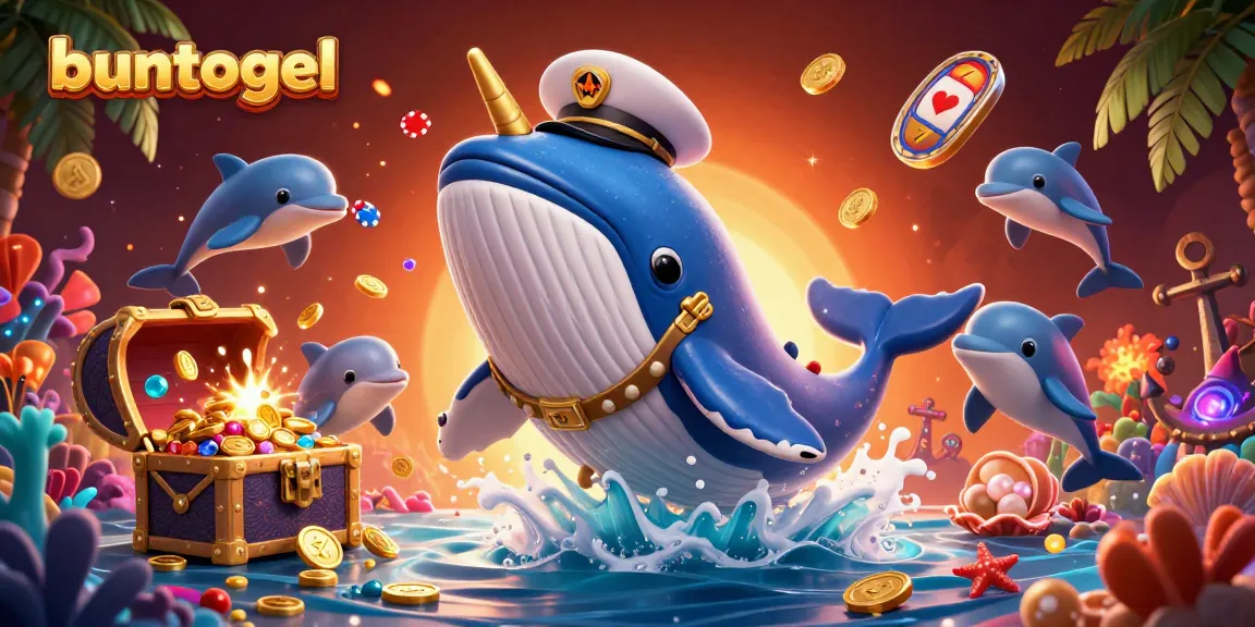 Experience thrilling gameplay with buntogel as a whale and narwhal join dolphins in a vibrant underwater casino scene.