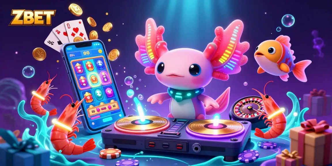 ZBET provides thrilling underwater casino excitement with an axolotl DJ, slot games, and dancing shrimp