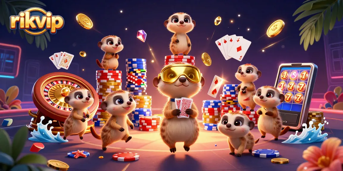Experience the excitement at rikvip's 3D casino with playful meerkats and dazzling game elements.